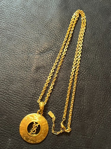 YVES SAINT LAURENT Collar Colgante AUTÉNTICO YSL Logo De Colección Raro Largo Dorado Envío gratuito 572 - Imagen 4 de 20