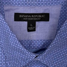 Banana Republic Soft Wash Slim Fit Shirt Mens Large Blue Geometric Button Up