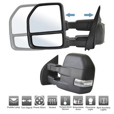 Towing Mirrors For 2015-2020 Ford F150 Power Heated LED Signal Light Black