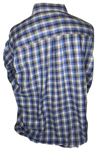 PETER MILLAR BUTTON FRONT LONG SLEEVE SHIRT, BLUE BLACK WHITE PLAID, MEN’S 2XT - Picture 5 of 5