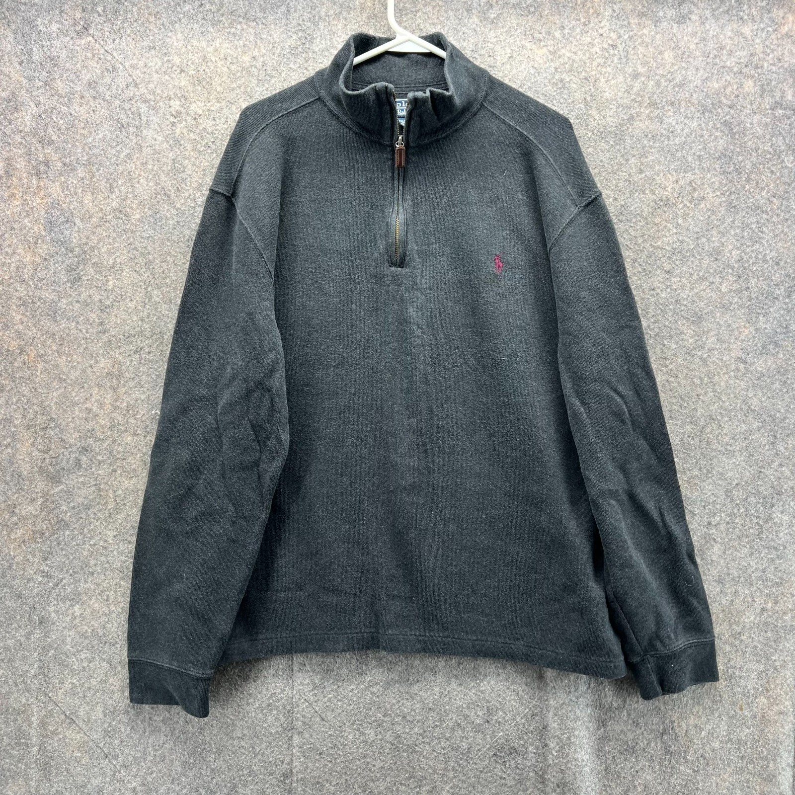 Polo Ralph Lauren maglione uomo XL grigio erica pullover quarto zip giacca pony
