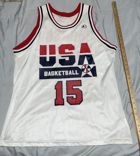 RARE 90’s Champion Erving Magic Johnson USA Dream Team Jersey Size 48 LA LAKERS - 第 1/8 張圖片
