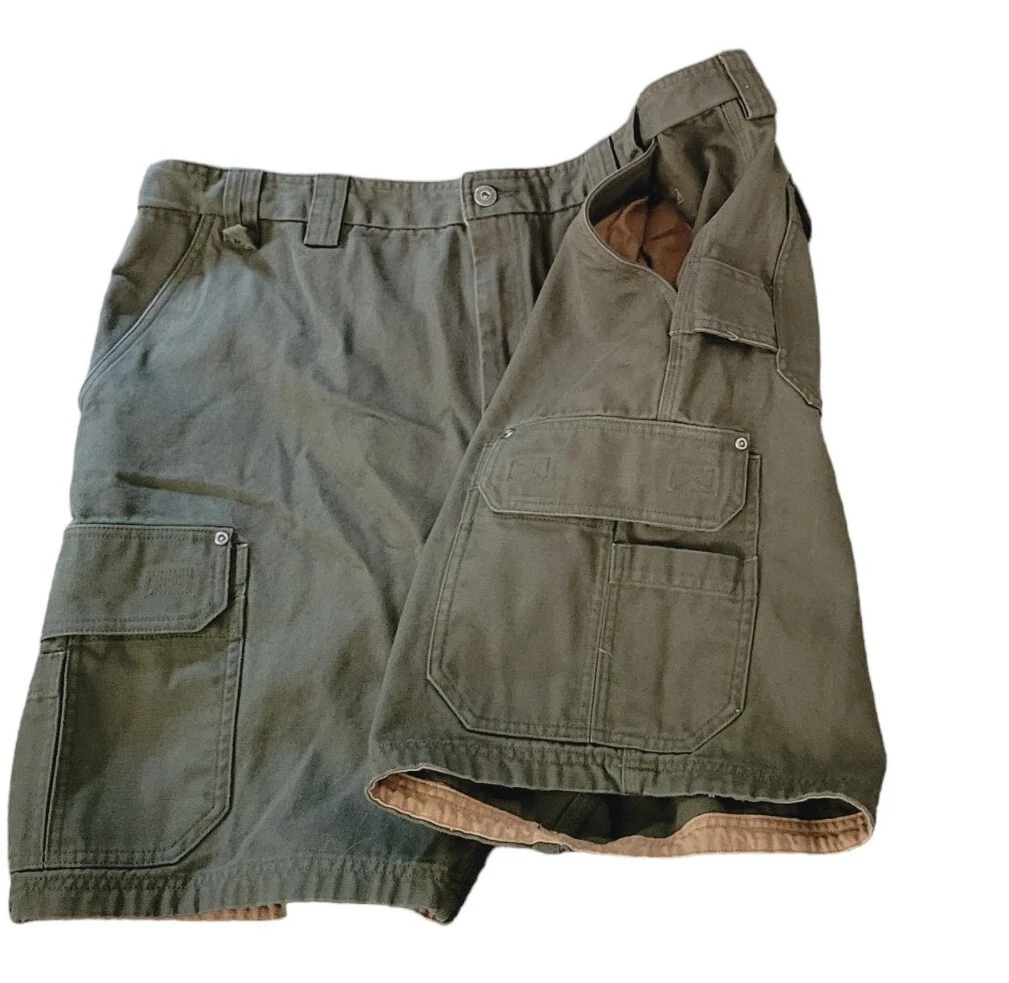 Duluth Cargo Shorts Mens sz 44 olive green Canvas Utility Work wear hiking