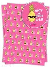 Brainbox Candy Sweet B-Day wrapping paper gift wrap 2 sheets birthday pineapple