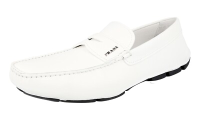 PRADA Saffiano Driving Loafer Slipper Schuhe - 2DD151 - Weiss - NEU -  11 45