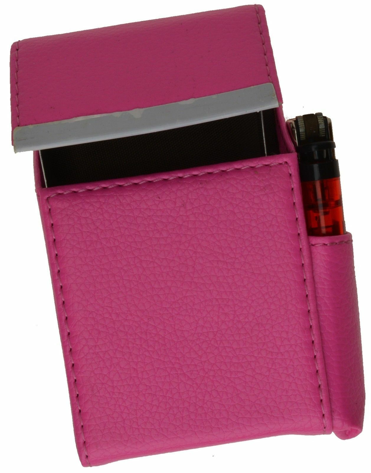 Pink Cigarette Leather Hard Case Lighter Pouch Clip Top Regular 100's Holder