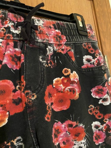 Arizona Jeans Girls Cotton Black & Floral Pull-On w/Pockets Joggers Size 14 - Picture 3 of 5