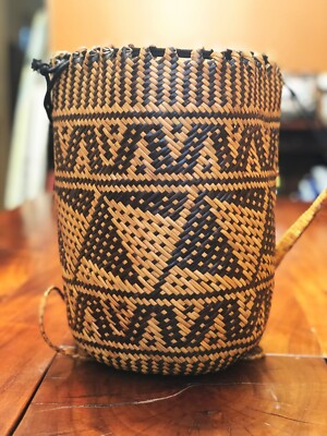 New,Original Natural Rattan Backpack featuring a dayak tribal-inspired.(BPKR020)