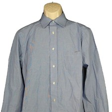 Chaps Essential Button Up Shirt Regular Fit Wrinkle Free Men Size M 15-15.5 Blue