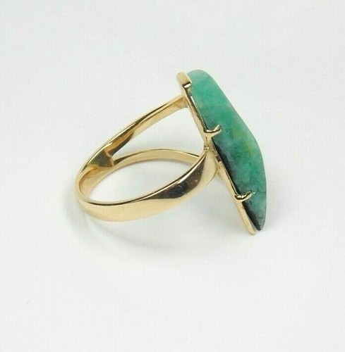 Colombian Cabochon Emerald 8.65 Carats 18K Yellow Gold Ring Size 8 US Muzo Mines - Picture 9 of 12