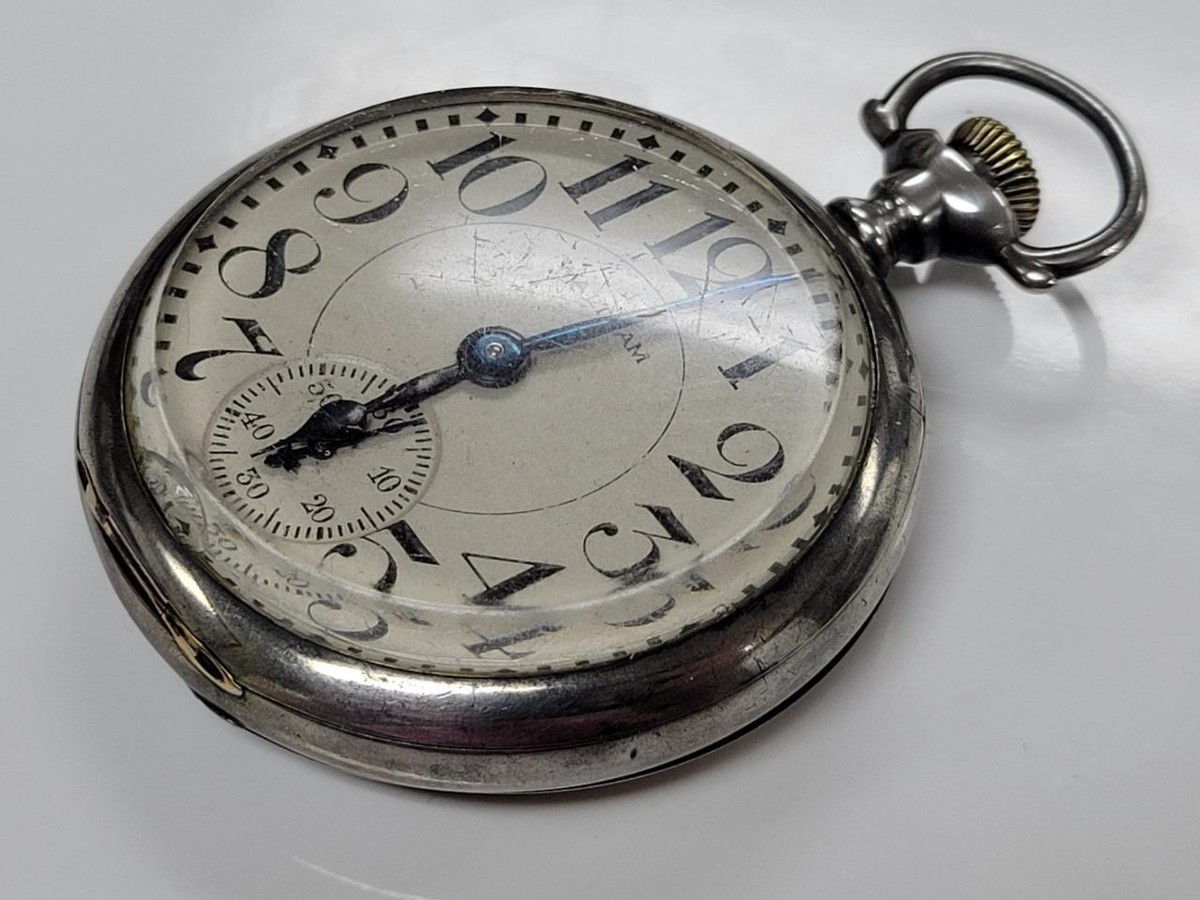 Antique 1908 Waltham Pocket Watch Sterling Silver Case Size 16s