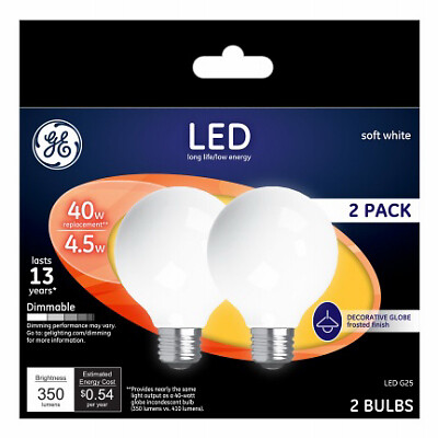 LED Light Bulb, G25, Frost, 4.5-Watts, 2-Pk. - Picture 1 of 1