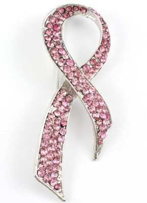 Pink Austrian Rhinestone Crystal Breast Cancer Awareness Brooch Pin PN 23793