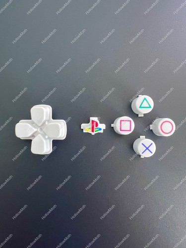 Custom WHITE Sony PS5 DualSense Retro Buttons Bundle: D-Pad, Home & X-O Buttons - Picture 1 of 2