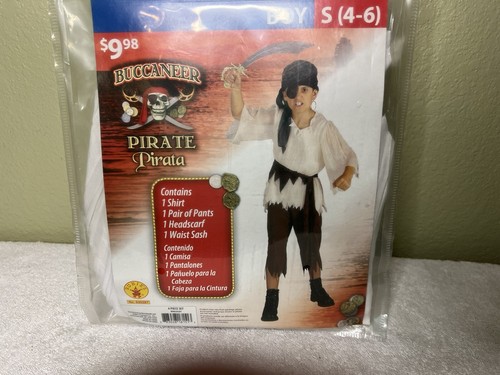 Costume 4 pz Buccaneer Pirate Halloween taglie S 4-6 bambino - Foto 2 di 6