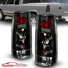 1988-1999 Euro Black Tail Lights Set For Gm Chevy Fullsize Silverado Tahoe Yukon