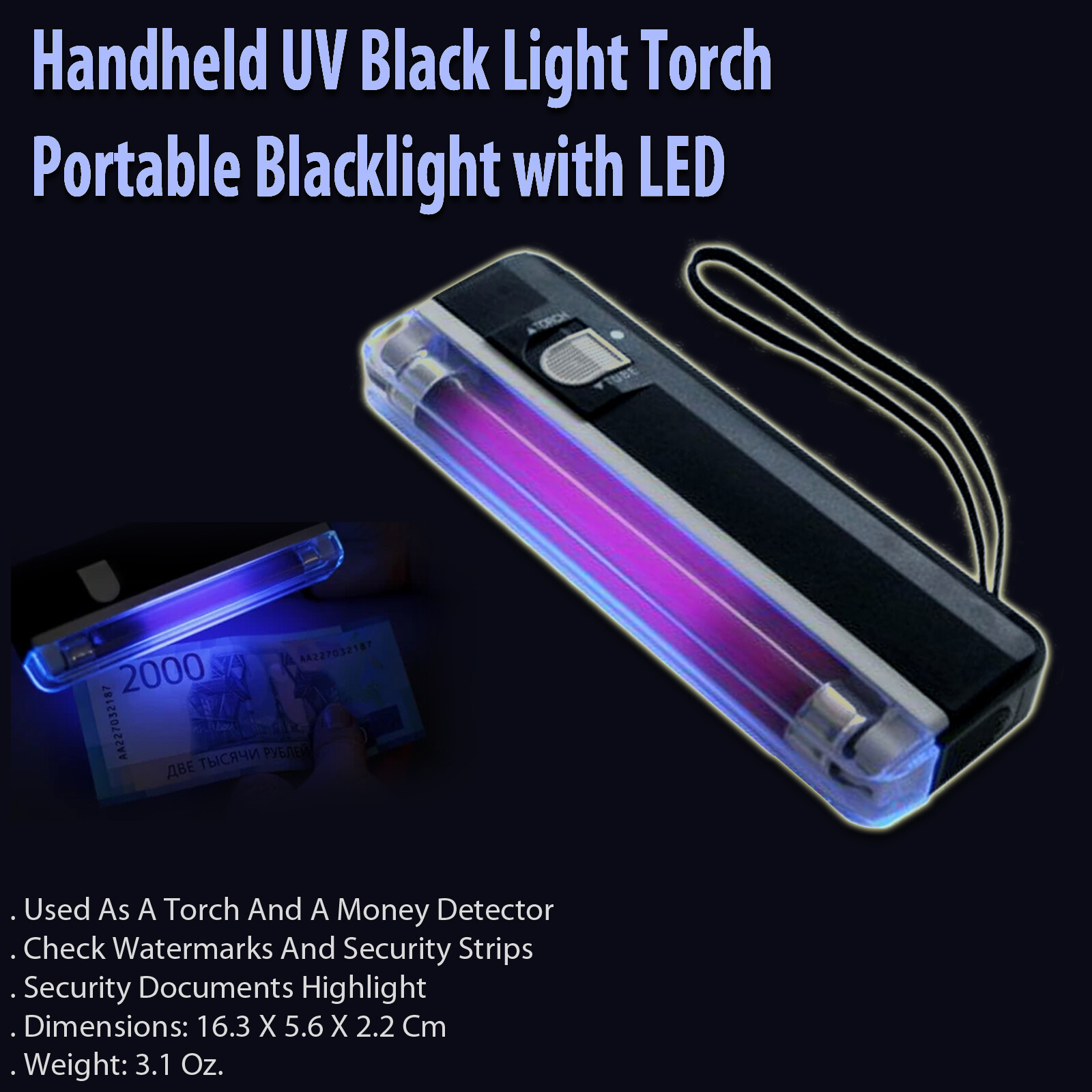 Handheld UV Black Light Torch Portable Blacklight with LED eBay