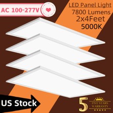 2x4 FT LED Flat Panel Troffer Light Fixtures, 4 Pack, 0-10V Dimmable, 75W 7800LM