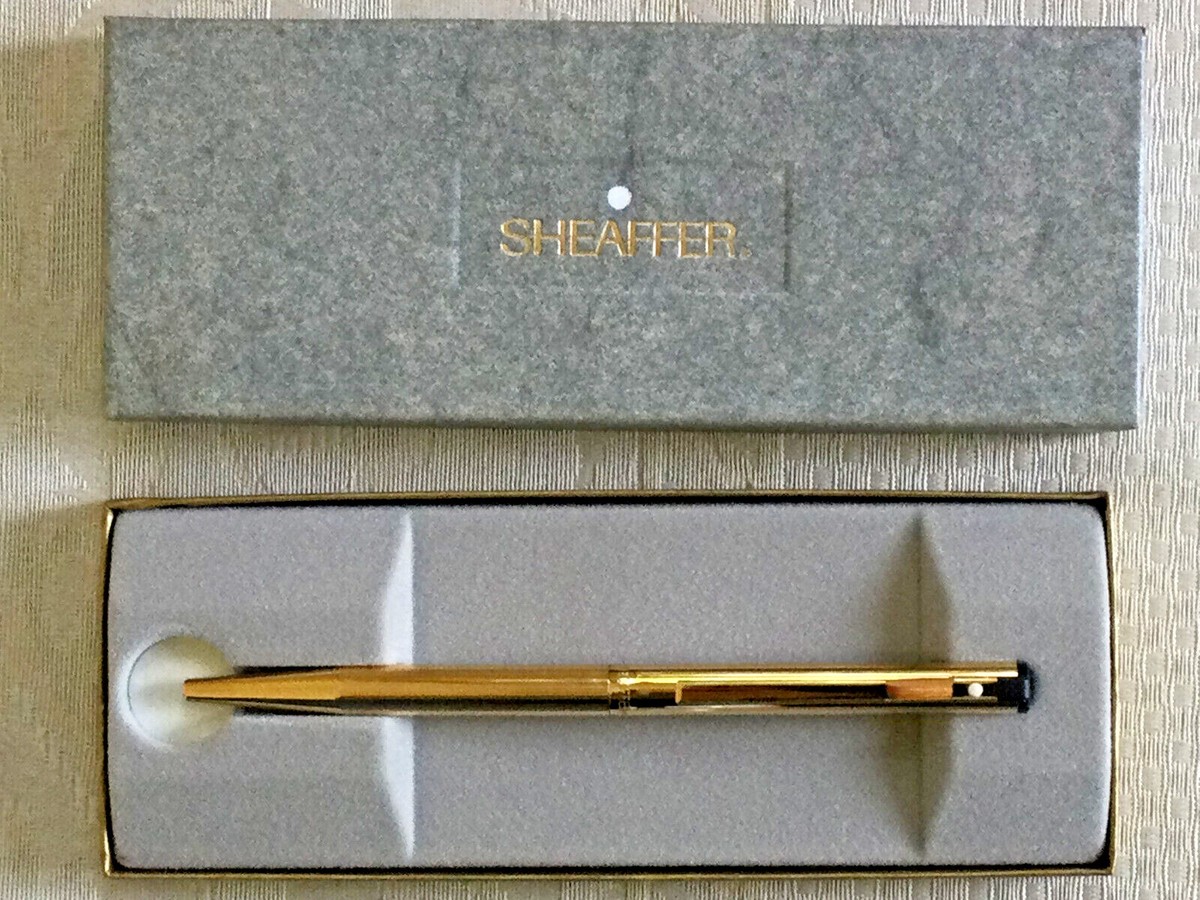 SHEAFFER GOLD ELECTROPLATED WHITE DOT PEN -NEW IN BOX - Needs ink
