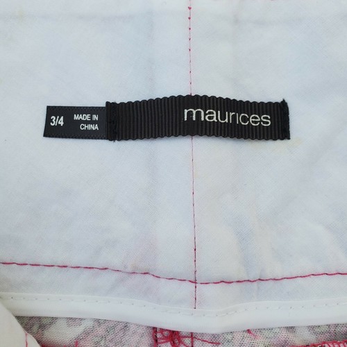 Maurices Womens Shorts 3/4 Multicolor Chino Paisley Hot Pink Neon Yellow Cuffed - Picture 6 of 12