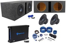 2 Rockville K5 W10K5S4 10" 1200w Subwoofers Vented Sub Box Mono Amplifier Wires