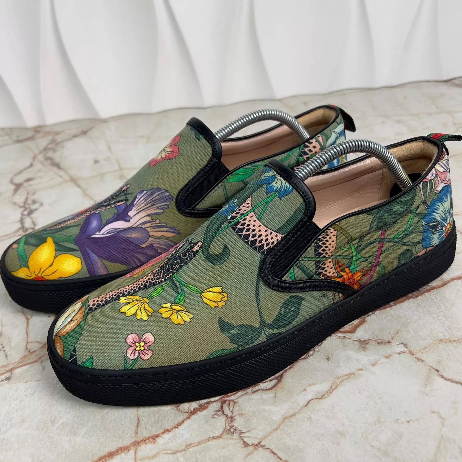 Baskets Gucci Dublin Snake Jungle Slipon tissu vert 10,5 G ou 11 US 44,