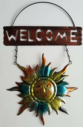 Garden Metal ‘Welcome’ Signs Sunfaces & Butterflies, Select: Design - Picture 2 of 7