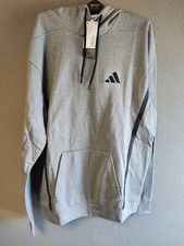 adidas Mens Game  Go Small Logo Pullover Hoodie Grey Size Medium JJ1179