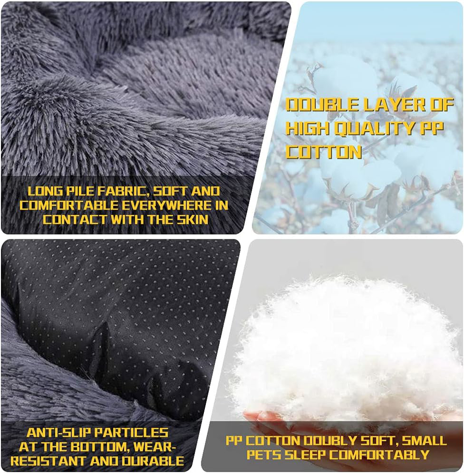 Calming Donut Dog Bed for Small Medium Dogs Washable Fluffy Cuddler