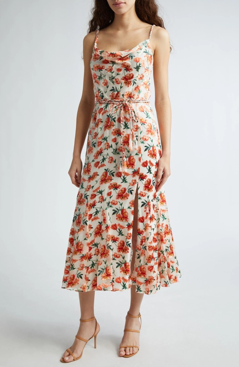 $550 New Alice + Olivia Lissa Silk Blend Floral Cowl Neck