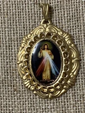 NEW LISTING*   CRYSTAL-DOME "DIVINE MERCY" PENDANT -DOUBLE SET#2.g25X18