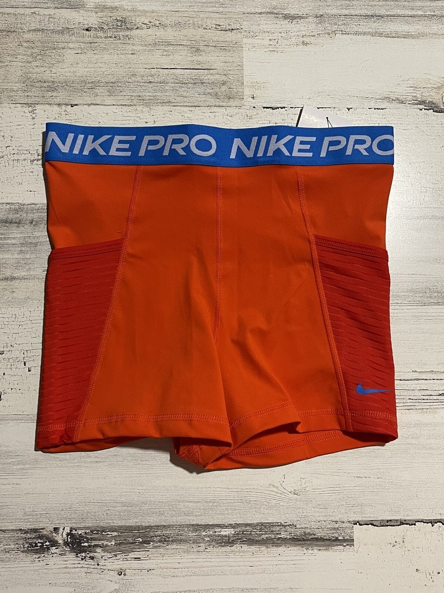 WOMENS NIKE PRO SHORTS COMPRESSION NEW ORANGE RED BLUE GRAY INCH TIGHT  LARGE