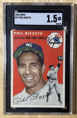 1954 Topps #17 Phil Rizzuto New York Yankees SGC 1,5 grande appello visivo per grado - Foto 1 di 3