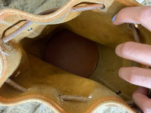 Dooney & Bourke Mini Brown Leather Bucket Drawstring Shoulder Satchel Purse - Picture 13 of 16