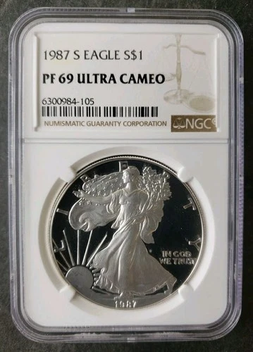 1987 S Proof $1 American Silver Eagle Dollar NGC PF69 Ultra Cameo