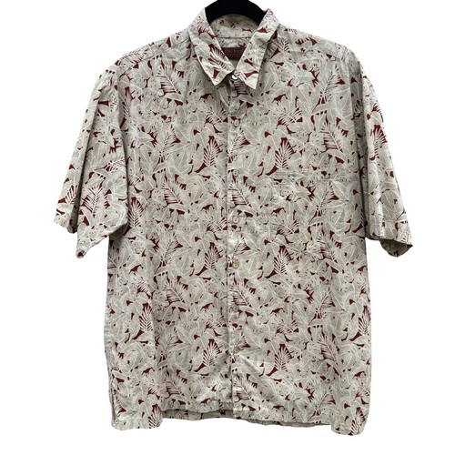 Tori Richard Honolulu Tropical Beach Cotton Lawn Hawaiian Shirt Aloha Tan Mens M