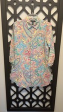 Y2K Lauren Ralph Lauren Paisley Button Sleep Shirt Medium Nightgown Pajamas