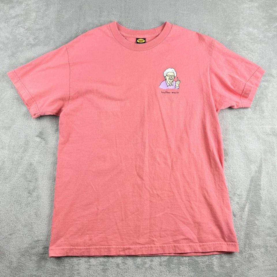 Camisa Brother Merle Grande Rosa Coral Cuello Redondo Dedo Medio Gráfico Camiseta Indie Foto 2 de 4