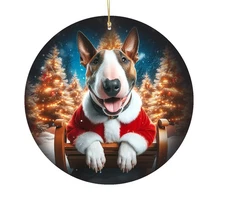 Bull Terrier Christmas Tree Porcelain Ornament