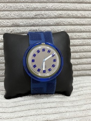 Vintage Swatch Pop AG 1992 Blue Transparent Velcro Swiss Made