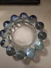 Vintage Artistic Clear Thick Textured Glass Bowl Ashtray 9x8 Heavy Paperweight