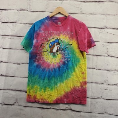 Buc-ee's Shirt Mens Small Rainbow Tie Dye Tennessee Graphic Beaver Tee Crewneck