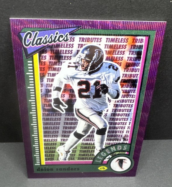 2022 Panini Classics #116 Deion Sanders Timeless Tributes Purple #/50