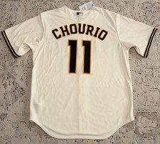 Nike Milwaukee Brewers Jackson Chourio 11 Baseball Cream Jersey Men  s Sz: Large