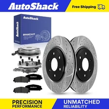 Front Drilled Slotted Brake Rotors Premium Ceramic Pads Hubs for Suzuki Equator