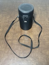 Vtg 6" Vivitar Leather Camera Lens Holder Hard Case w/ Strap  Belt Loop