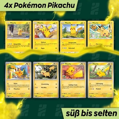 Pokémon 4 verschiedene Pikachu-Sammelkarten   Original & Deutsch
