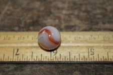 Vintage Glass Marble Pink Gray Red White Swirl