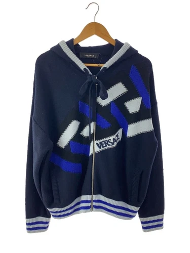 Felpa con cappuccio zip VERSACE blu navy 48 usata