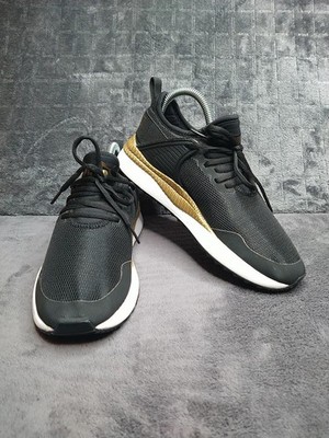 Puma Shoes Women's 7 Pacer Next Cage Fresh Running Sneakers Black/Gold 368066-03
